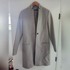 Women's Allsaints Taupe Coat - Classic Single-Button Overcoat